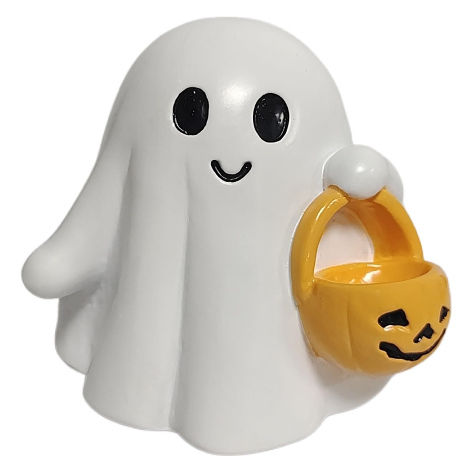 Virelynx Ghost Ornaments – Halloween Resin Desktop Ornaments Hanging, Pumpkin Basket Design for Party Holiday Decor