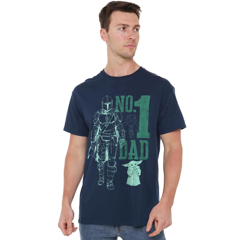 Star Wars Men' Blue Mando No. 1 Dad T-Shirt Navy in Size S, Sports Direct