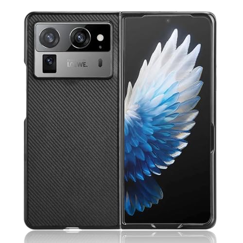 Image of for Tecno Phantom V Fold2 Case Carbon Fiber Texture Shockproof PU+PC Phone Cover - Black