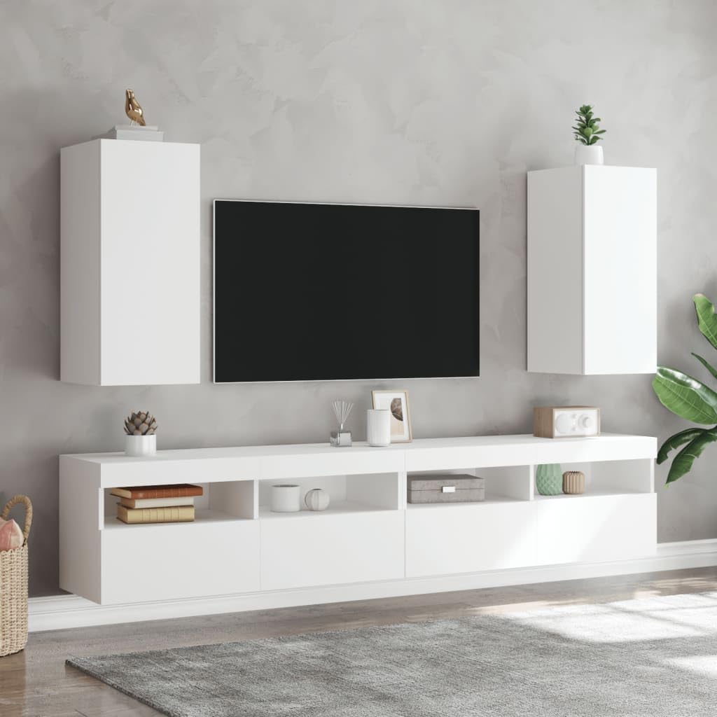 Mobile TV a Parete con Luci LED Bianco 30,5x35x70 cm,Mobili TV,Mobile TV Parete,Mobile TV soggiorno-837232