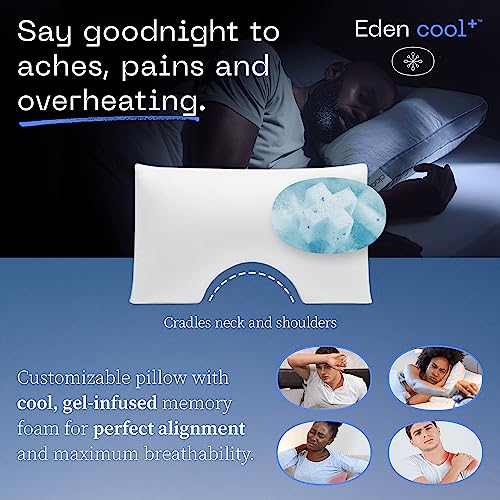 Coop Home Goods The Eden Cool+ Cut-Out Adjustable Pillow, King Pillows with Cooling Gel & Shoulder Cut-Out for Head Support, Side Sleeper Pillow, Neck Support for Sleeping, CertiPUR-US/GREENGUARD Gold