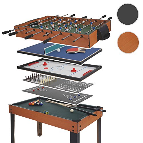 Mendler Tischkicker HWC-E12, Tischfussball Billard Hockey 7in1 Multiplayer Spieletisch, 82x107x60cm ~ Buche-Optik - 5