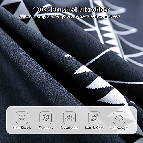 Lekesky Double Duvet Cover Set Black Bedding Set Boho Stripe Print Double Duvet Set including Zipper (1x Quilt Cover + 2x Pillowcases) Ultra-Soft Microfiber Black Bedding - Image 4