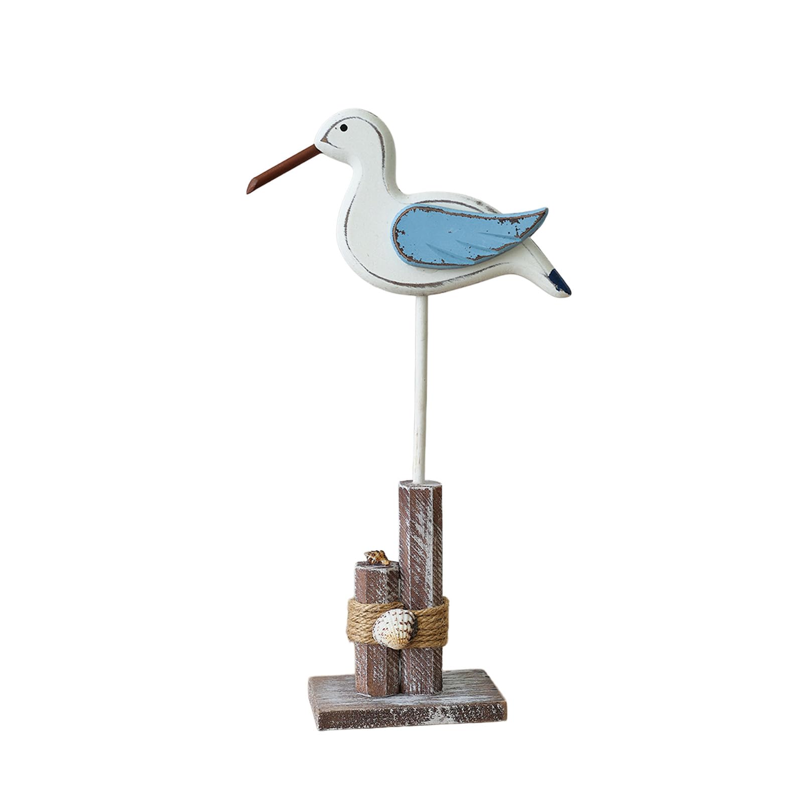 alloneslife Wooden Seagulls Figurines Rustics Wood Sea Bird Sculpture Nauticals Decors Accents Decorative Ornament Coastal Decors Nauticals Home