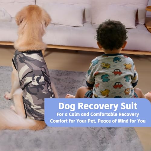 Image of PET Glam Recovery Suit for Dogs Cats, After Surgery, Alternative E-Collar Dog CAT. PET Shirt Breathable Abdominal Wounds, Neuter Cotton, Prevent Licking Onesie Surgical (Green, XS)