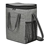 Kato Tirrinia Flaschentasche für 6 Flasche Kühltasche Isolierter Weintasche Tragbarer Weinkühltasche mit Riemen für Picknick Party BBQ Camping Weinprobe Grau 26×16×33 CM