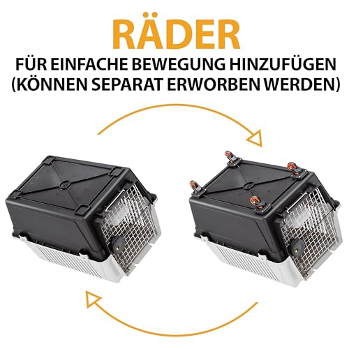 Ferplast Hundetransportbox Transportbox für mittelgroße Hunde Atlas 40, Reisebox für Hunde, Sicherheitsverriegelung, Lüftungsgitter, 49 x 68 x h 45,5 cm Grau