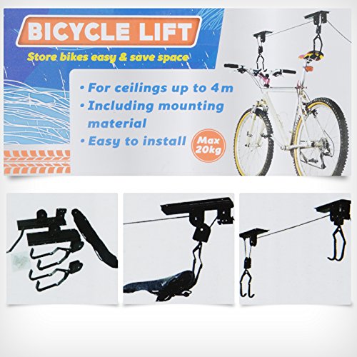 Filmer Fahrradlift Deckenhalter - 2x Aufhängung Mit Flaschenzug 20kg Tragkraft