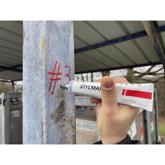 Tubo de pintura indeleble roja con punta de bola STYLMARK (10 uds)