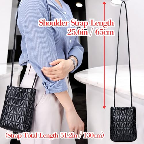 Genuine Leather Soft Quilted Phone Crossbody Small Purse, Shoulder Card Slot Pocket Wallet Bag Bling Rhinestone Key Ring4