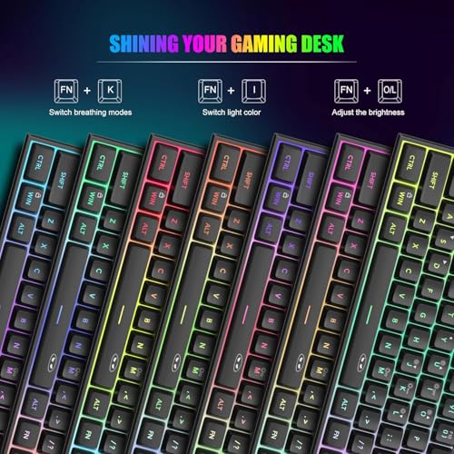 Image of MageGee TS91 Mini 60% Gaming Keyboard, RGB Backlit 61 Key Keyboard, Ergonomic Waterproof Mechanical Feeling Office Computer Keyboard for PC, MAC, PS4, Gamer -Violet