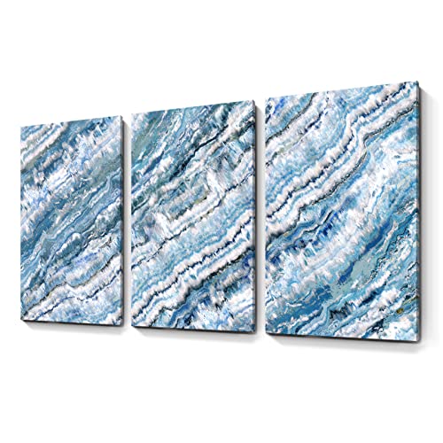 Extra Large Wall Art For Living Room Abstract 3 Piece Framed Coastal Ocean Canvas Print Beach Theme Sea Wave Picture Seacape Artwork For Bedroom Offcie Décor Light Blue And White Huge Big Size 72"X36" #TOP6