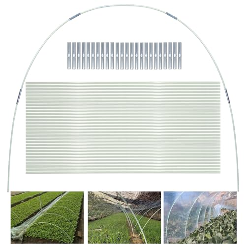 Gewächshaus-Hoops 30 Stück 43 cm Abnehmbaren Gewächshaus-Ringe für Pflanzenabdeckung Folientunnel Gewächshausreifen bögen Kunststoff Glasfaser Pflanztunnel for Gartenstoff Gartenpfähle (6mm) Weiß