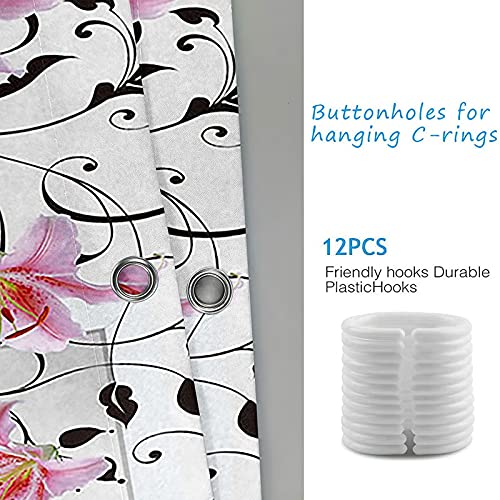 Rideau de douche polyester 165x200 fleur géométrique papillon salle de bain - 5