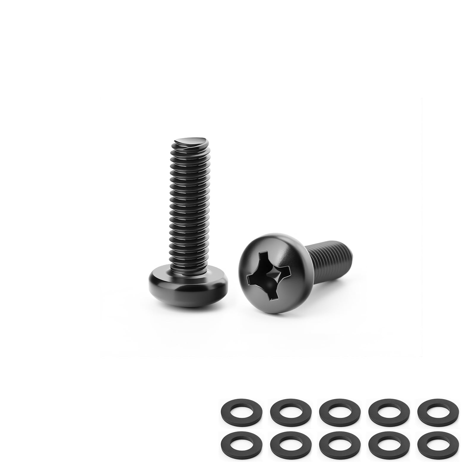 YIZOR 10PCS Black M8 x 30MM Phillips Pan Head Machine Screws