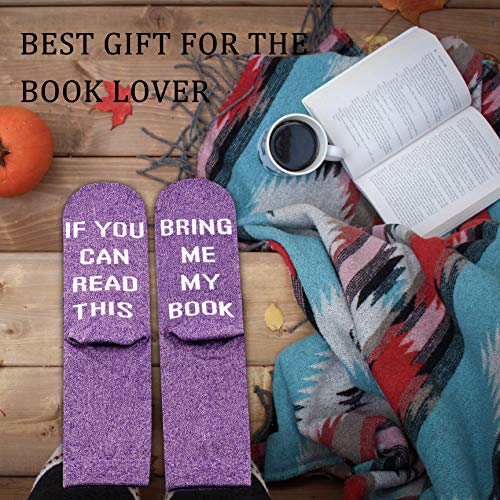 GJTIM 2PAIRS Funny Reading Book Theme Socks If You Can Read This Bring Me My Book Reading Lover Gift for Her4