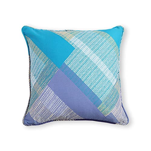 Image of Swayam Set of 2 Geometric Cotton Blue Cushion Cover | 16 x 16 Inch | Soft Breathable Fabric with Hidden Zipper | Decorative & Stylish Cushion Covers for Sofa, Living Room, Bedroom & Couch