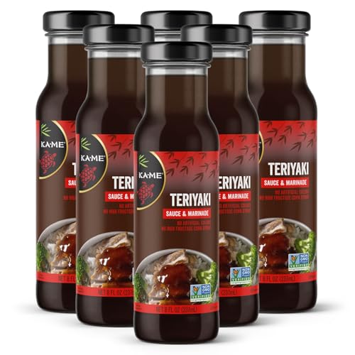 Ka Me Teriyaki Sauce & Marinade, No High Fructose Corn Syrup, No Artificial Colors, Non-GMO, 7 Fluid Ounce (Pack of 6)