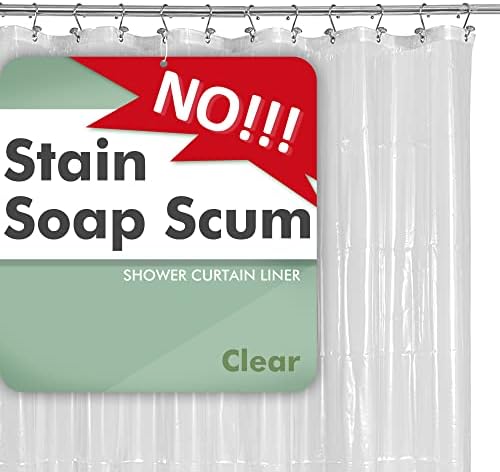 Barossa Design Plastic Shower Liner Clear - Premium PEVA Shower Curtain Liner with Rustproof Grommets and 3 Magnets, Waterproof Cute Lightweight Shower Curtains for Bathroom - Clear, 71X72