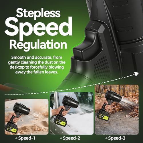 Image of 990,000 RPM Cordless Leaf Blower - 21V Handheld Electric Blower with 2 x 3.0Ah Batteries & Fast Charger, Turbo Jet Blower for Lawn Care, Snow, Yard & Deck Cleaning, Gift for Men /Father /Husband