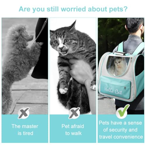 Adiwo Katzenrucksack,Hunderucksack bis 7.5kg Raumkapsel Haustier Rucksack für Katzen und Hunde Welpen Tragbar Transportrucksack mit Transparentes Fenster und Anti-offener Reißverschluss mit Hundenäpfe