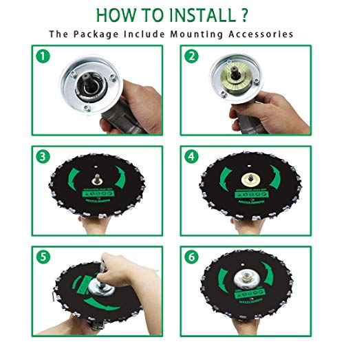IRmm 9" x 20T Chainsaw Tooth Brush Blade & 10" x 80T Carbide Tip Brush Blade with Adapter for Cutter, Trimmer, Weed Eater (1" Arbor)