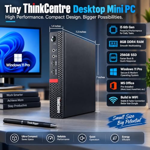 Image of Tiny Desktop PC | Core i5-6Th Gᥱn, 8GB DDR4 RAM, 256GB SSD |Build in WiFi HD Graphics | DP, Windows 11 Pro, MS Office (1 Year Brand Warranty)