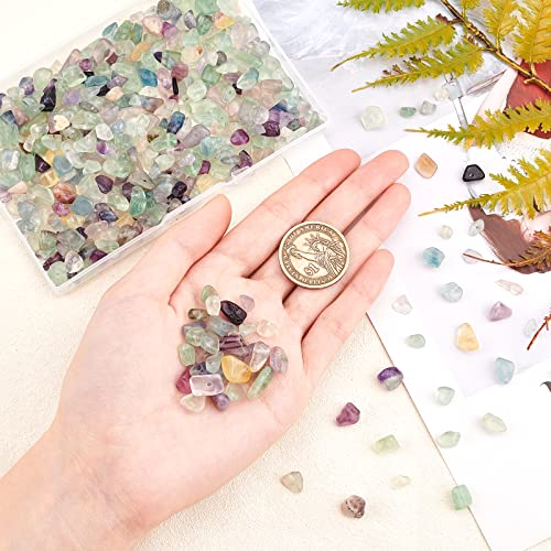 OLYCRAFT 2 Strands Natural Chip Stone Beads 5~8mm Fluorite Beads Strand Chip Undyed Fluorite Irregular Gemstones for Bracelet Jewelry Making - Image 3