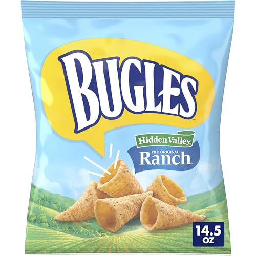 Bugles Crispy Corn Snacks, Hidden Valley Ranch Flavor, Snack Bag, 14.5 oz