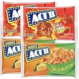 Act II Mexican Popcorn, Chile y Limon and Queso Jalapeno Flavors, Microwave Popcorn, 4 Pack, Imported from Mexico, Popular Mexican Snack, As Seen on TikTok Magnet