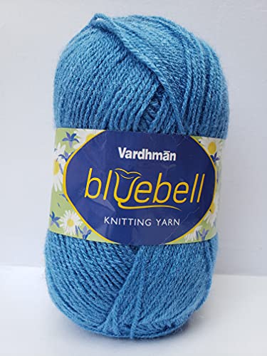 Image of Vardhman Blue Bell DK Weight Supersoft Hand Knitting & Crocheting Yarn (Pack of 1 ball - 100gram) 100% Acrylic, Multi Color Crochet Thread wool, Suitable for Craft, Babywear, Baby Blankets, Sweater, Scarf, Cap, Art & Craft - (Bice Blue - Bbell-008)