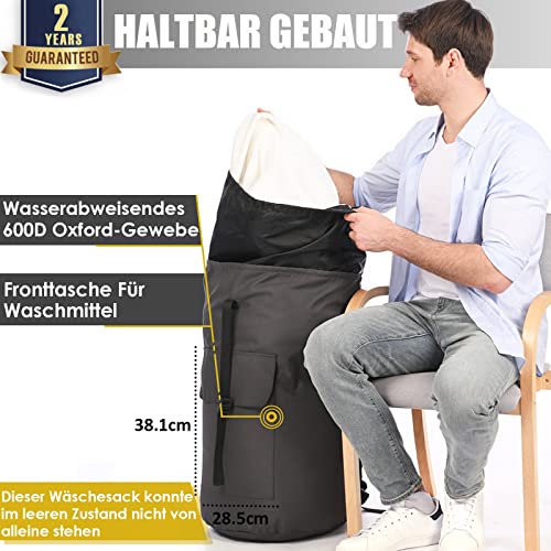 Travel Laundry XXL 115L Foldable Waterproof Laundry Bag with 2 Padded Shoulder Straps, Gray - Image 2