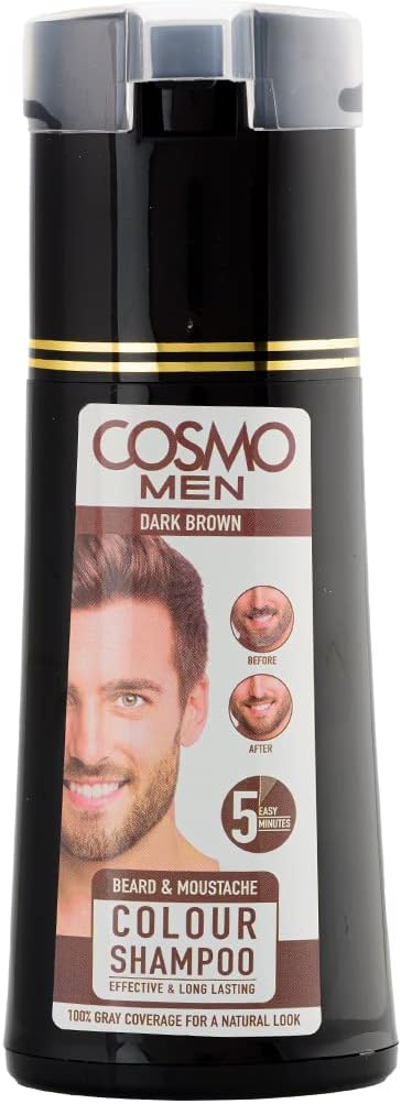 CD COSMO DESIGNSDark Brown Beard Colour Natural Shampoo For Unisex - 180ML, Ammonia Free, Damage Free, Color in 5 Minutes, All Hair Types