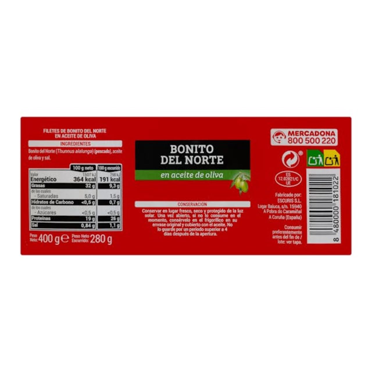 Filets vom weißen Thunfisch (Bonito del Norte) in Olivenöl 4er-Pack
