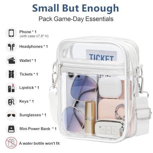 Image of PACKISM Clear Bag for Stadium Events - Clear Purses for Women Transparent Crossbody Messenger Bag for Concerts Game Day