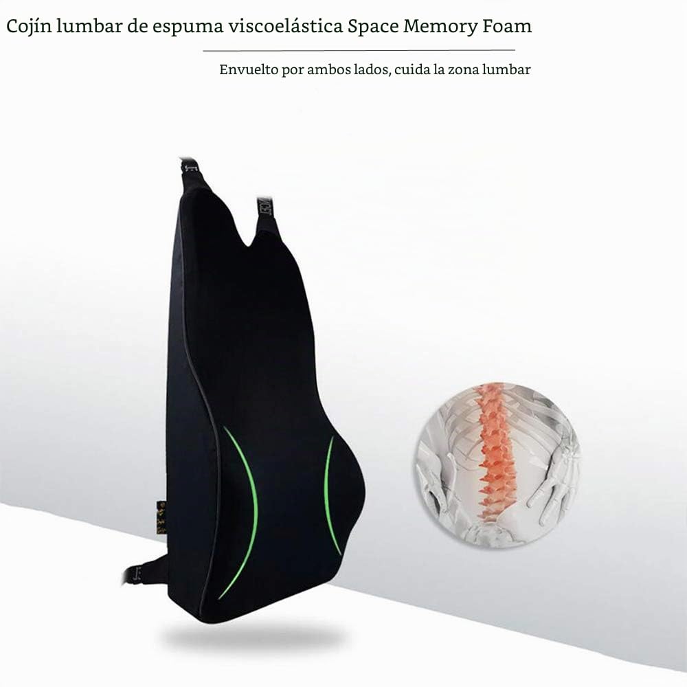 Cojín ortopédico con soporte lumbar y reposacabezas, cojín ergonómico para silla, espuma viscoelástica, ciática, hemorroides y alivio del dolor de espalda, para asiento de coche, silla de oficina y