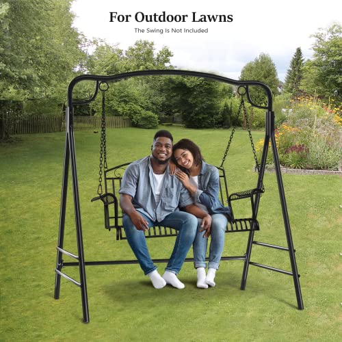 Vingli Upgraded Metal Porch Swing Stand With Black Finish, Heavy Duty 660 Lbs Weight Capacity Steel Swing Frame With Extra Side Bars, Powder Coated Hanging Swing Frame Set For Outdoors #TOP7