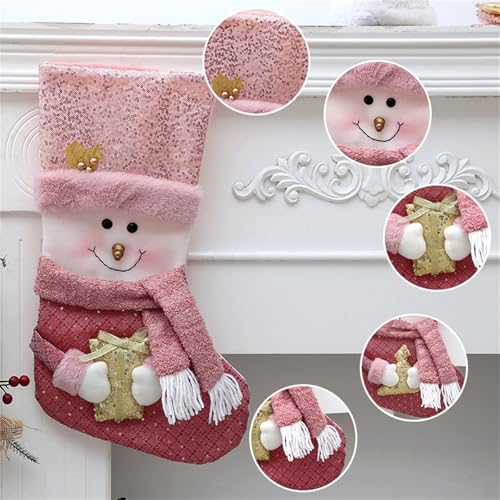 3 PCS Plush Christmas Stockings Santa Snowman Reindeer for Hanging Decor - image 6