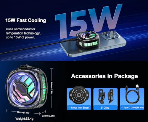 Cubonic X76 Magnetic/Clip Attachment 3 Gear Mobile Cooler, RGB, Quiet Operations Cooling Fan, Semiconductor Technology Mobile Radiator with Larger Cooling Area (Black) Cubonic X76 Magnetic/Clip Attachment 3 Gear Mobile Cooler, RGB, Quiet Operations Cooling Fan, Semiconductor Technology Mobile Radiator with Larger Cooling Area (Black)
