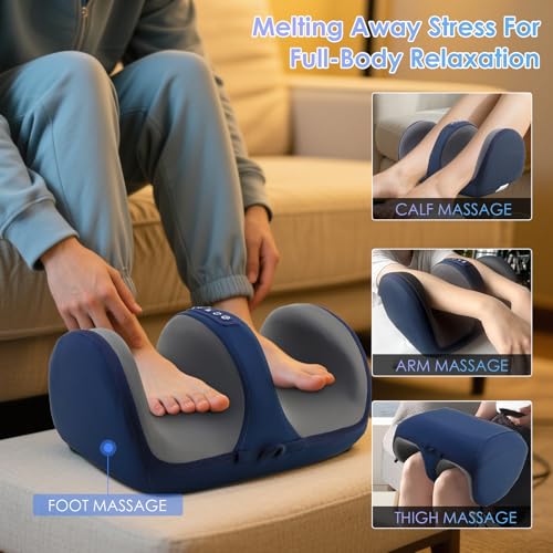 Image of Foot Massager with Heat, Electric Foot and Calf Massager with Roller, Deep Tissue Massage for Plantar Fasciitis, Neuropathy & Pain Relief, Gifts for Women & Men(Blue)