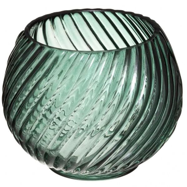 Candle Vase for Living Room - Decorative Vase for Bedroom and Kitchen, Glass, 12 x 12 x 9.5 cm, Green