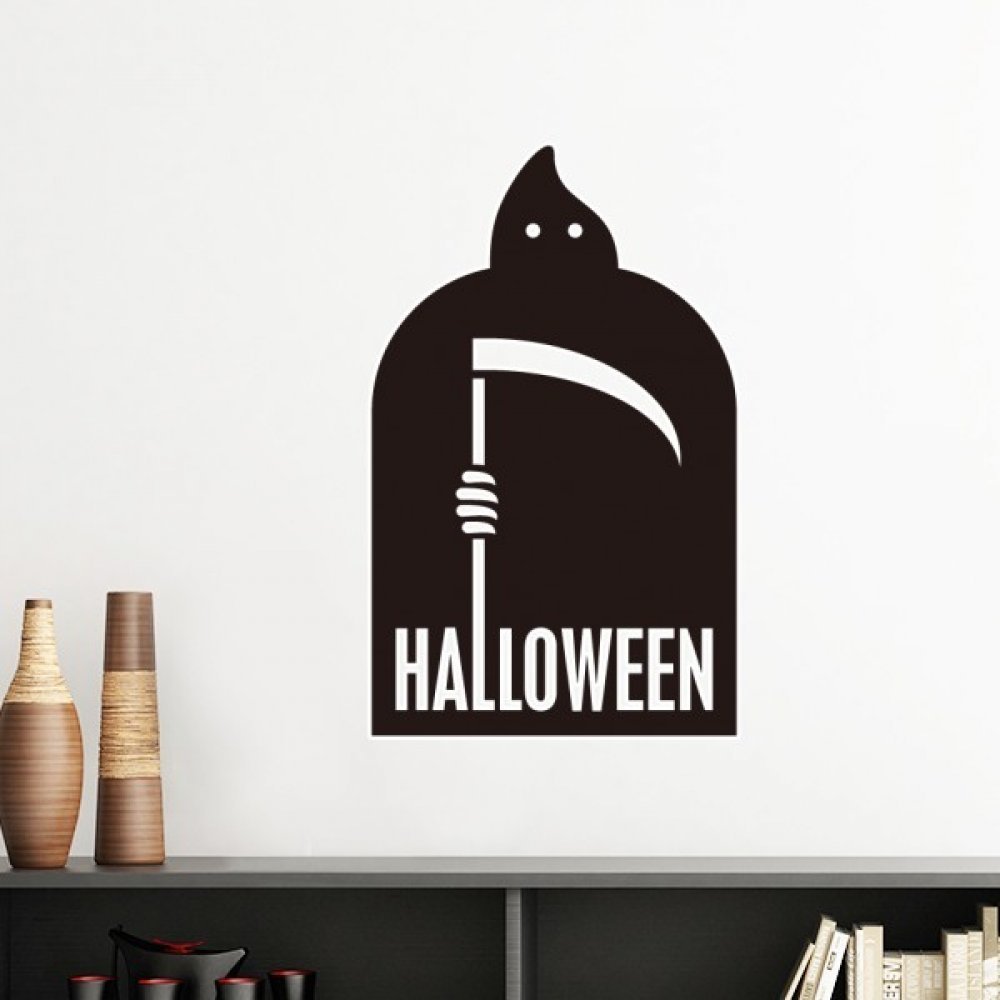 Sticker mural Halloween Azrael silhouette rose papier peint amovible 60cm