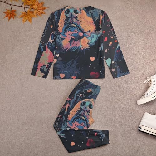 Rottweiler Dog with Hearts PawBoys Casual Comfort Pajamas, Long Sleeve Pajama Set120CM4