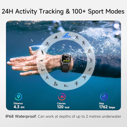 Image of Smart Watch for Men Women, 1.85 inch HD Smartwatch (Answer /Make Calls), 2 Bands