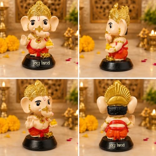 Image of JOY LAND Bal Ganesha Idol for Car Dashboard, Home Mandir & Office - 4 Inch