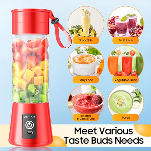 Image of Portable Blender for Smoothies & Shakes - New 380Ml Personal Size Blender Cordless & USB Rechargeable, BAP Free Travel Cup with 6 Blades, Suit for Picnic /Sprots /Office /Gym