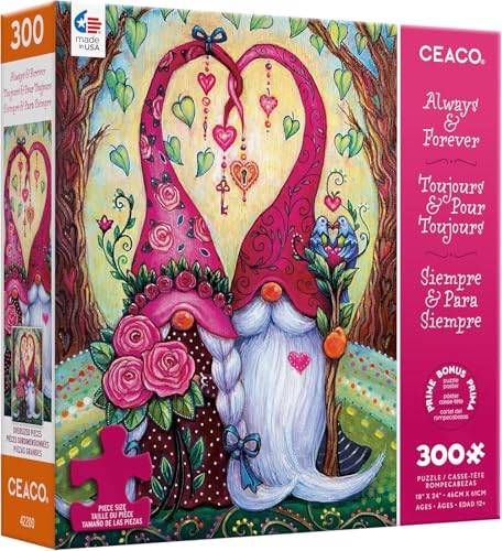 Rompecabezas Ceaco 'Always & Forever' de 300 piezas para adultos, arte de Marjorie Sarnat, hecho en EE.UU., tamaño final 24 x 18 pulgadas, incluye póster, apto para regalo y enmarcar miniatura 1