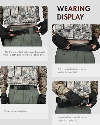 FAIRWIN Tactical Balttle Belt, 2\" Molle Rigger War Combat Belt with Quick Release Buckle Law Enforcement Duty Belts for Men