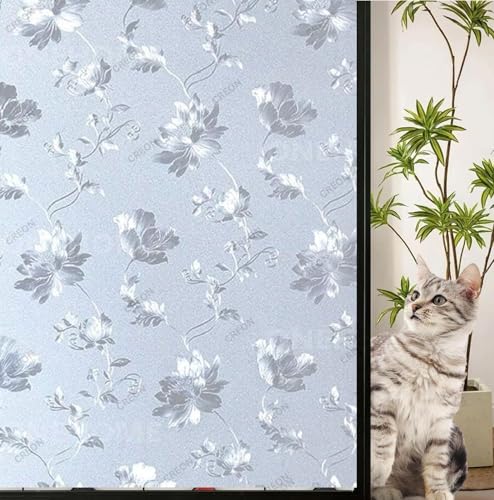 Image of CREON Flowers Window Glass Decorative Window Cling Non-Adhesive Static UV Resistant Decals Reusable Sun Blocking Sticker for Home (12 X 80 Inch)