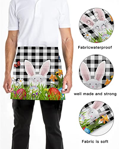 Server Apron Waitress Aprons With 3 Pockets, Easter Egg Half Waist Waiter Aprons Restaurant Chef Aprons For Women Men #TOP4